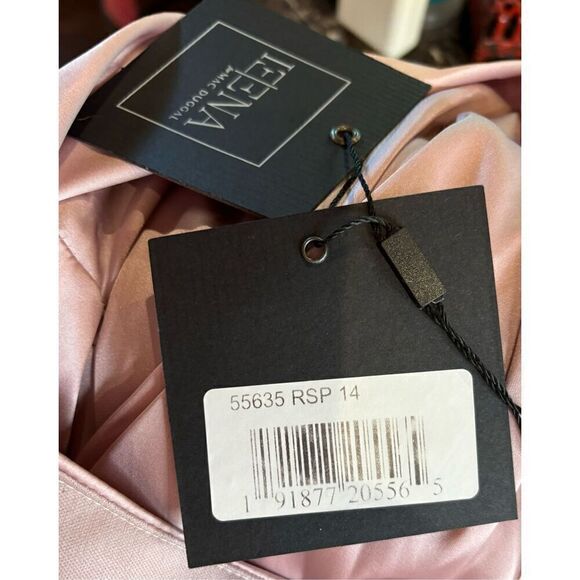 Ieena for Mac Duggal #55635 Long Sleeve Satin Gown in Rose Pink NWT Size 14 - Picture 6 of 7